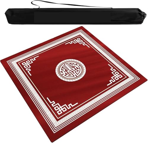 OXOLAMRIN Mahjong-Spielmatte, rot, Größen 23,62 bis 55,12 Zoll, for Karten-, Brett- und Legespiele(Red C,39.37x39.37 in) von OXOLAMRIN