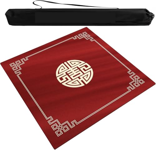 OXOLAMRIN Mahjong-Spielmatte, rot, Größen 23,62 bis 55,12 Zoll, for Karten-, Brett- und Legespiele(Red a,37.4x37.4 in) von OXOLAMRIN