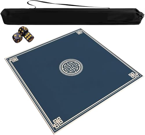 OXOLAMRIN Mahjong-Spieltischmatte mit Tragetasche und 3 Würfeln, Mehrfarbig, mehrere Größen(Blue,39.37x39.37 in) von OXOLAMRIN
