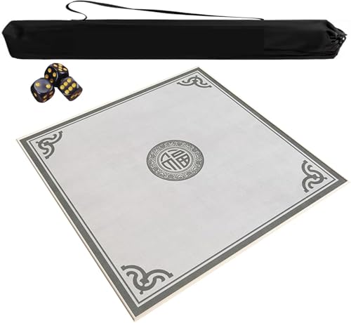 OXOLAMRIN Mahjong-Spieltischmatte mit Tragetasche und 3 Würfeln, Mehrfarbig, mehrere Größen(Light Gray,55.12x55.12 in) von OXOLAMRIN