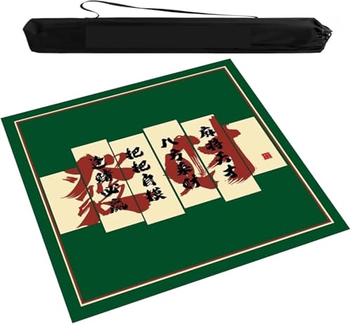 OXOLAMRIN Mahjong-Tischmatte mit Geräuschreduzierung, verdickte, verschleißfeste Tischdecke, Spielmatte for Mahjong-Poker-Kartenbrett-Kachelspiel(Green,31.5x31.5 in) von OXOLAMRIN