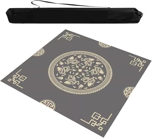 OXOLAMRIN Mahjong-Tischmatte mit Tragetasche, rutschfest und geräuschreduzierend, Faltbare Tischdecke for Mahjong-Poker-Domino-Brettspiele(Gray,39.37x39.37in) von OXOLAMRIN