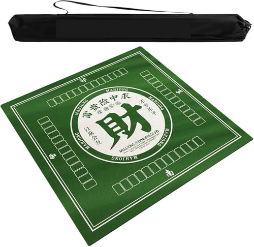OXOLAMRIN Mahjong-Tischmatte mit Tragetasche und 3er-Pack Würfel, Mehrfarbig, grün, mehrere Größen(Green B,37.4x37.4 in) von OXOLAMRIN