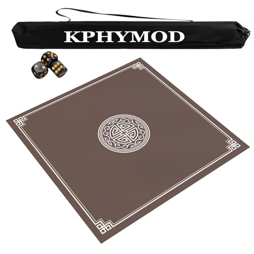 OXOLAMRIN Mahjong-Tischset mit Reisetasche und 3 Würfeln, Mehrfarbig, mehrere Größen(Brown,43.31x43.31 in) von OXOLAMRIN