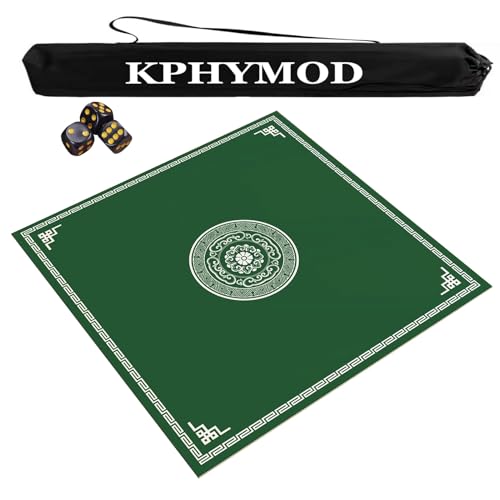 OXOLAMRIN Mahjong-Tischset mit Reisetasche und 3 Würfeln, Mehrfarbig, mehrere Größen(Green,43.31x43.31 in) von OXOLAMRIN