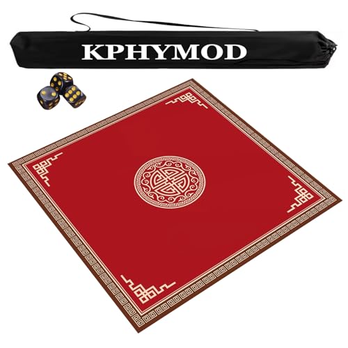 OXOLAMRIN Mahjong-Tischset mit Reisetasche und 3 Würfeln, Mehrfarbig, mehrere Größen(Red,51.18x51.18 in) von OXOLAMRIN