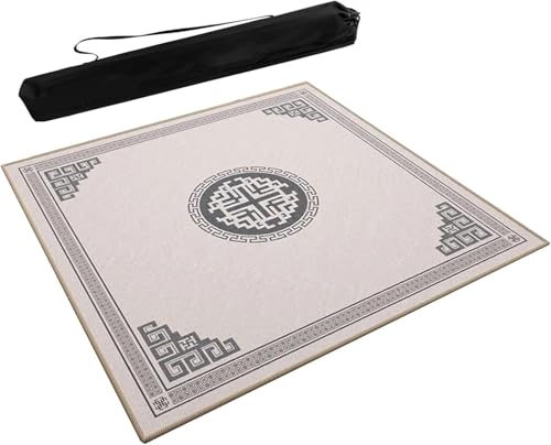 OXOLAMRIN Mahjong-Tischset mit Tragetasche, Polyesterfaser-Gummi-Rückseite, Mehrfarbig, mehrere Größen(Beige,27.56x27.56 in) von OXOLAMRIN