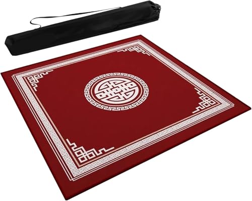 OXOLAMRIN Mahjong-Tischset mit Tragetasche, Polyesterfaser-Gummi-Rückseite, Mehrfarbig, mehrere Größen(Red,31.5x31.5 in) von OXOLAMRIN
