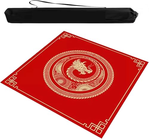 OXOLAMRIN Mahjong-Tischset mit Tragetasche, quadratisch, for Spieltische, Mehrfarbig, mehrere Größen(Red,31.5x31.5in) von OXOLAMRIN