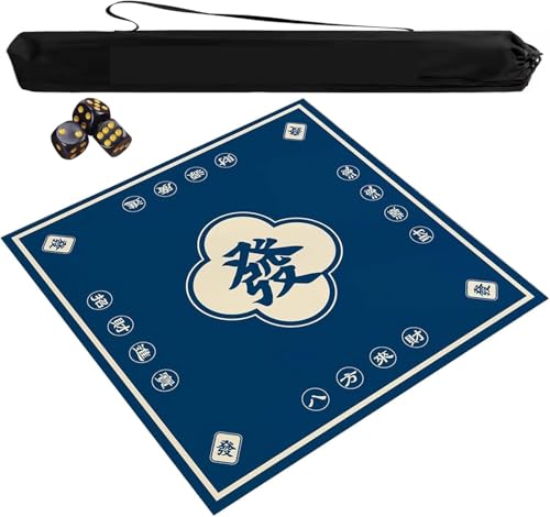 OXOLAMRIN Mahjong-Tischset mit Tragetasche und 3 Würfeln, Mehrfarbig, mehrere Größen(Blue,39.37x39.37 in) von OXOLAMRIN