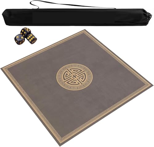 OXOLAMRIN Mahjong- und Tischspielmatte mit Reisetasche und 3 Würfeln, Mehrfarbig, mehrere Größen(Gray,51.18x51.18 in) von OXOLAMRIN
