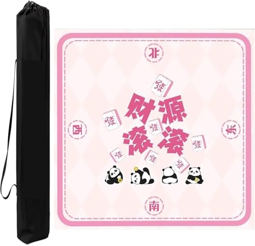 OXOLAMRIN Polyester-Gummi-Mahjong-Poker-Tischmatte mit Tragetasche, Rosa, 27,56–39,37 Zoll(Pink-1,31.5x31.5in) von OXOLAMRIN