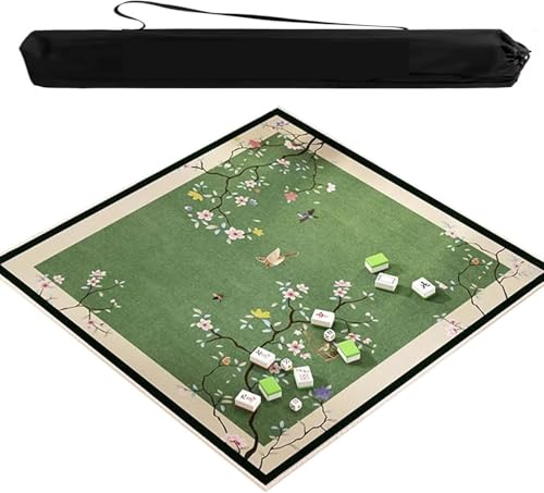 OXOLAMRIN Quadratische Mahjong-Matte, rutschfest, geräuschreduzierend, tragbare Tischdecke, Mehrfarbig, mehrere Größen(Green,47.24x47.24 in) von OXOLAMRIN