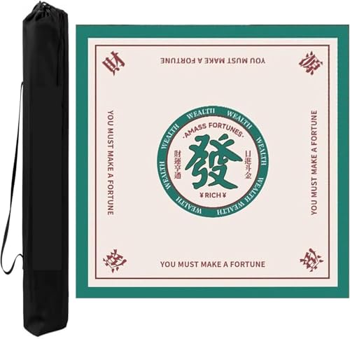 OXOLAMRIN Quadratische Mahjong-Matte for Selbermachen, Schneide, rutschfest, Geräuschreduzierung, Pokerkarten-Brettspiele, Mahjong-Tischdecke mit Tasche(Beige-1,37.4x37.4in) von OXOLAMRIN