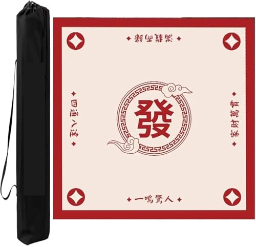 OXOLAMRIN Quadratische Mahjong-Matte for Selbermachen, Schneide, rutschfest, Geräuschreduzierung, Pokerkarten-Brettspiele, Mahjong-Tischdecke mit Tasche(Beige-4,27.56x27.56in) von OXOLAMRIN