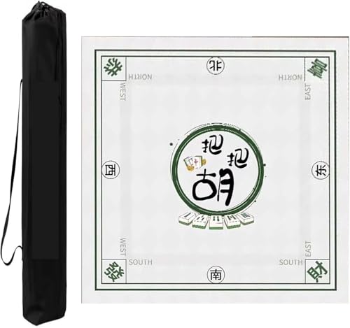 OXOLAMRIN Quadratische Mahjong-Matte for Selbermachen, Schneide, rutschfest, Geräuschreduzierung, Pokerkarten-Brettspiele, Mahjong-Tischdecke mit Tasche(Beige-5,37.4x37.4in) von OXOLAMRIN