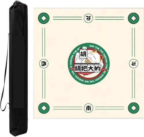 OXOLAMRIN Quadratische Mahjong-Matte for Selbermachen, Schneide, rutschfest, Geräuschreduzierung, Pokerkarten-Brettspiele, Mahjong-Tischdecke mit Tasche(Beige-6,31.5x31.5in) von OXOLAMRIN