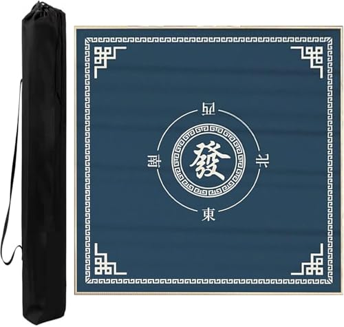 OXOLAMRIN Quadratische Mahjong-Tischmatte aus Samt, rutschfest und geräuschreduzierend, Tischdecke for Poker, Domino, Brettspiele, Tischdecke mit Tragetasche(Blue,27.56x27.56 in) von OXOLAMRIN