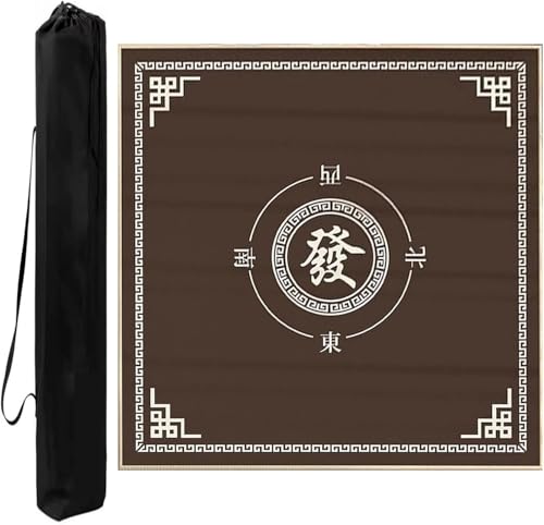 OXOLAMRIN Quadratische Mahjong-Tischmatte aus Samt, rutschfest und geräuschreduzierend, Tischdecke for Poker, Domino, Brettspiele, Tischdecke mit Tragetasche(Brown,37.4x37.4 in) von OXOLAMRIN