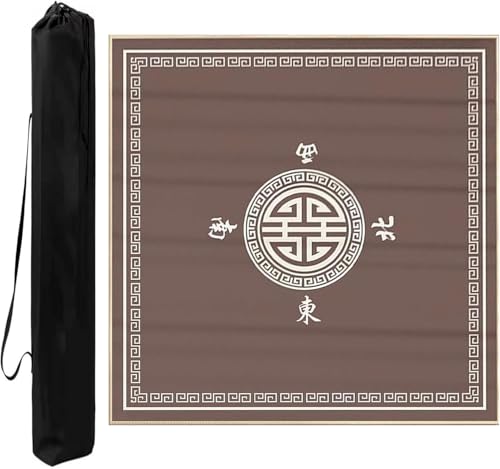 OXOLAMRIN Quadratische Mahjong-Tischmatte aus Samt, rutschfest und geräuschreduzierend, Tischdecke for Poker, Domino, Brettspiele, Tischdecke mit Tragetasche(Gray,37.4x37.4 in) von OXOLAMRIN