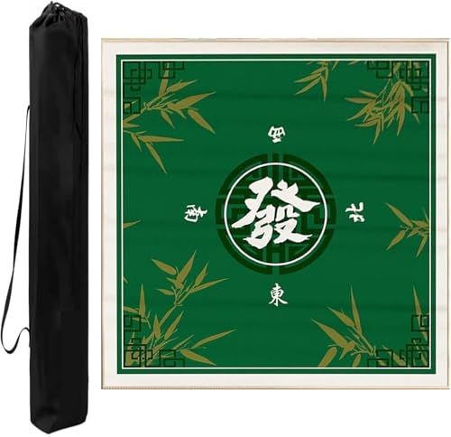 OXOLAMRIN Quadratische Mahjong-Tischmatte aus Samt, rutschfest und geräuschreduzierend, Tischdecke for Poker, Domino, Brettspiele, Tischdecke mit Tragetasche(Green,37.4x37.4 in) von OXOLAMRIN