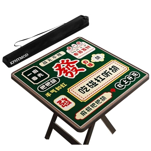OXOLAMRIN Rote Mahjong-Matte mit schwarzer Tragetasche, rutschfeste und geräuschreduzierende Tischdecke for Pokerkarten-Domino-Brettspiele(Green,27.56x27.56in) von OXOLAMRIN