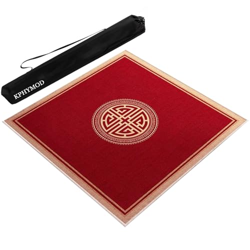 OXOLAMRIN Rote Mahjong-Matte mit schwarzer Tragetasche, rutschfeste und geräuschreduzierende Tischdecke for Pokerkarten-Domino-Brettspiele(Red-6,31.5x31.5in) von OXOLAMRIN