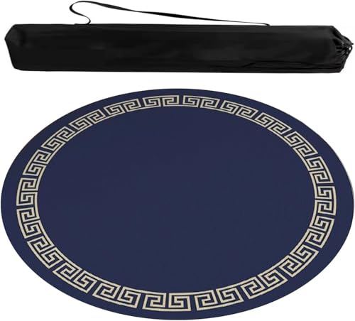 OXOLAMRIN Runde Mahjong-Matte, Tischdecke für Mahjong, Kreis Mahjong und Spiel Tischmatte mit Tragetasche 2er Pack Mehrfarbig Mehrere Größen(Blue,37.4x37.4 in) von OXOLAMRIN