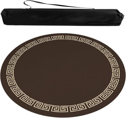 OXOLAMRIN Runde Mahjong-Matte, Tischdecke für Mahjong, Kreis Mahjong und Spiel Tischmatte mit Tragetasche 2er Pack Mehrfarbig Mehrere Größen(Brown,35.43x35.43 in) von OXOLAMRIN