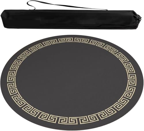 OXOLAMRIN Runde Mahjong-Matte, Tischdecke für Mahjong, Kreis Mahjong und Spiel Tischmatte mit Tragetasche 2er Pack Mehrfarbig Mehrere Größen(Dark Grey,23.62x23.62 in) von OXOLAMRIN
