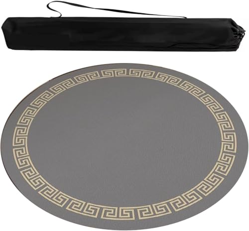 OXOLAMRIN Runde Mahjong-Matte, Tischdecke für Mahjong, Kreis Mahjong und Spiel Tischmatte mit Tragetasche 2er Pack Mehrfarbig Mehrere Größen(Gray,23.62x23.62 in) von OXOLAMRIN