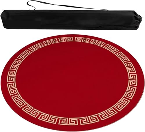 OXOLAMRIN Runde Mahjong-Matte, Tischdecke für Mahjong, Kreis Mahjong und Spiel Tischmatte mit Tragetasche 2er Pack Mehrfarbig Mehrere Größen(Red,33.46x33.46 in) von OXOLAMRIN
