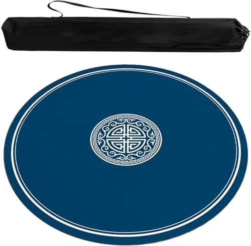 OXOLAMRIN Runde Mahjong-Matte, Tischdecke für Mahjong, Mahjong-Matte mit Tragetasche, Blau, mehrere Größen(Blue-1,33.46x33.46 in) von OXOLAMRIN