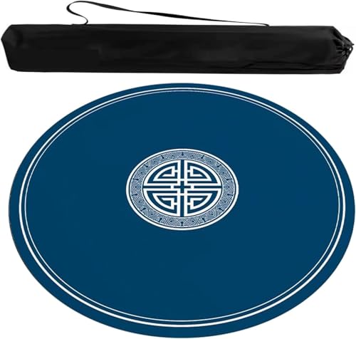 OXOLAMRIN Runde Mahjong-Matte, Tischdecke für Mahjong, Mahjong-Matte mit Tragetasche, Blau, mehrere Größen(Blue-2,39.37x39.37 in) von OXOLAMRIN