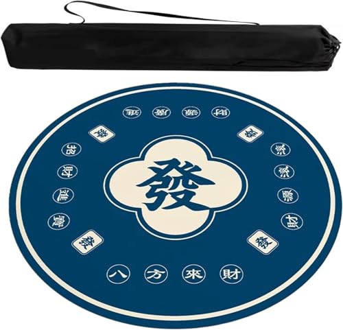 OXOLAMRIN Runde Mahjong-Matte, Tischdecke für Mahjong, Mahjong-Matte mit Tragetasche, Blau, mehrere Größen(Blue-3,39.37x39.37 in) von OXOLAMRIN