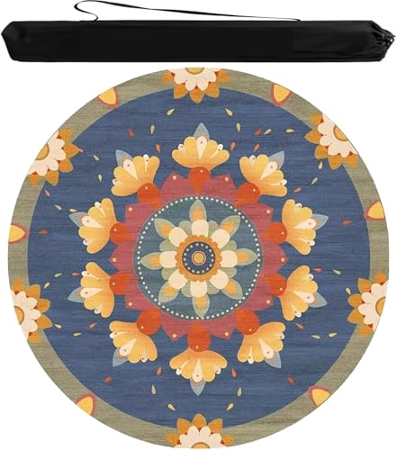 OXOLAMRIN Runde Mahjong-Matte, Tischdecke für Mahjong, Mahjong-Tischset, Mehrfarbig, mehrere Größen, mit Aufbewahrungstasche(Blue,55.12x55.12in) von OXOLAMRIN