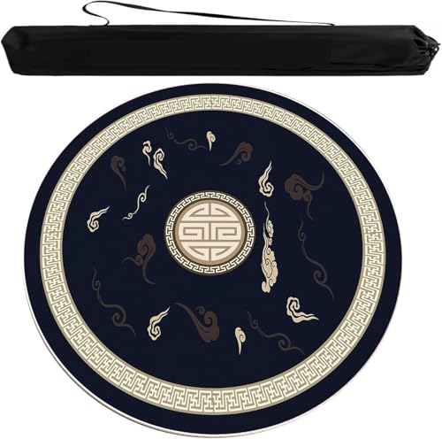 OXOLAMRIN Runde Mahjong-Matte, Tischdecke für Mahjong, Mahjong-Tischset mit Tragetasche, Blau, mehrere Größen(23.62x23.62 in) von OXOLAMRIN