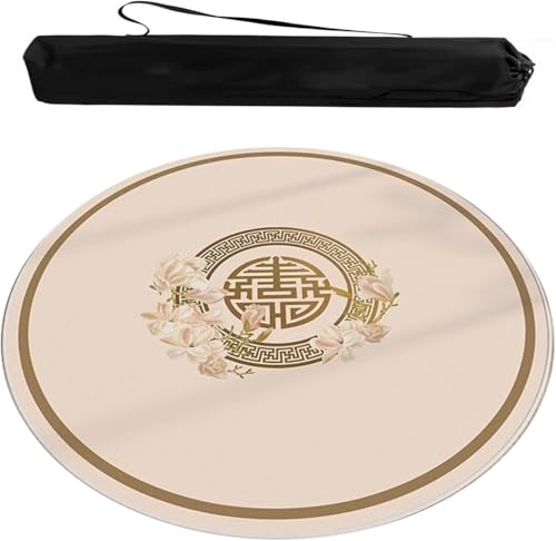 OXOLAMRIN Runde Mahjong-Matte, Tischdecke für Mahjong, Mahjong-Tischset mit Tragetasche, Mehrfarbig, mehrere Größen(Beige,39.37x39.37 in) von OXOLAMRIN