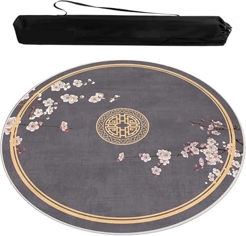 OXOLAMRIN Runde Mahjong-Matte, Tischdecke für Mahjong, Mahjong-Tischset mit Tragetasche, Mehrfarbig, mehrere Größen(Gray,35.43x35.43 in) von OXOLAMRIN
