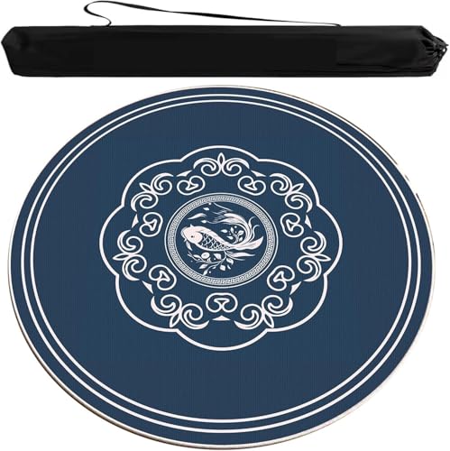 OXOLAMRIN Runde Mahjong-Matte, Tischdecke für Mahjong, Mahjong und Multi-Game Tischmatte mit Aufbewahrungstasche, rund, Mehrfarbig, mehrere Größen(Blue,23.62x23.62 in) von OXOLAMRIN