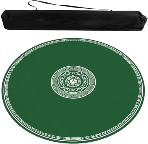 OXOLAMRIN Runde Mahjong-Matte, Tischdecke für Mahjong, Runde Mahjong-Matte mit Tragetasche, Grün, mehrere Größen(23.62x23.62 in) von OXOLAMRIN