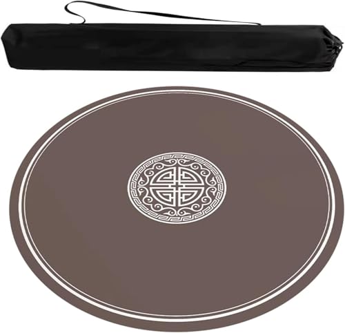 OXOLAMRIN Runde Mahjong-Matte, Tischdecke für Mahjong, Runde Mahjong-Matte mit Tragetasche Braun 23,62-47,24 Zoll(Brown-1,31.5x31.5 in) von OXOLAMRIN