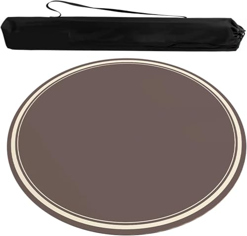 OXOLAMRIN Runde Mahjong-Matte, Tischdecke für Mahjong, Runde Mahjong-Matte mit Tragetasche Braun 23,62-47,24 Zoll(Brown-2,37.4x37.4 in) von OXOLAMRIN