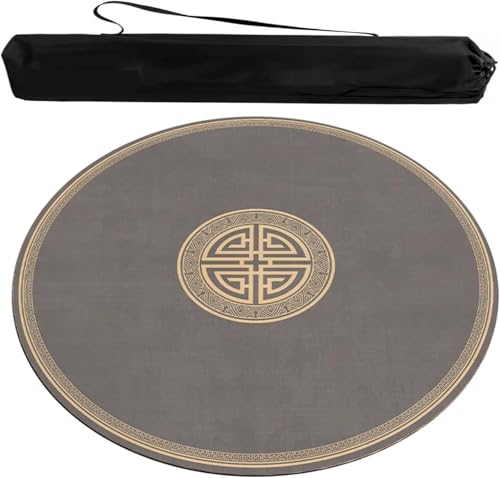 OXOLAMRIN Runde Mahjong-Matte, Tischdecke für Mahjong, Runde Mahjong-Matte mit Tragetasche Braun 23,62-47,24 Zoll(Brown-3,39.37x39.37 in) von OXOLAMRIN