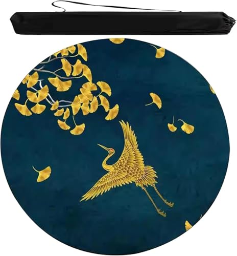 OXOLAMRIN Runde Mahjong-Matte, Tischdecke für Mahjong, Runde Mahjong-Matten-Tragetasche aus Polyester, blau, mehrere Größen, Geräuschreduzierung(47.24x47.24in) von OXOLAMRIN