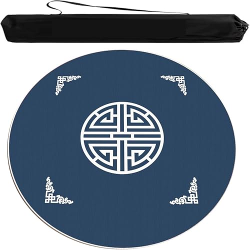 OXOLAMRIN Runde Mahjong-Matte, Tischdecke für Mahjong, Runde Mahjong-Spieltischmatte und Abdeckung mit Tragetasche, Mehrfarbig, mehrere Größen(Blue,23.62x23.62 in) von OXOLAMRIN
