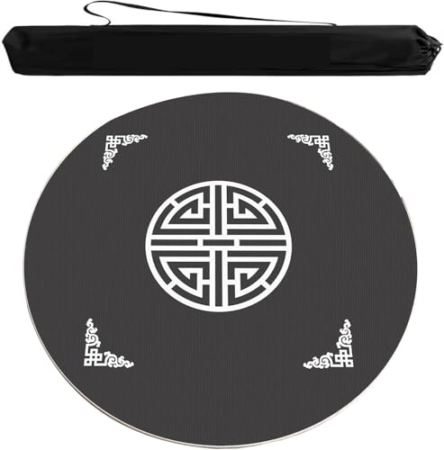 OXOLAMRIN Runde Mahjong-Matte, Tischdecke für Mahjong, Runde Mahjong-Spieltischmatte und Abdeckung mit Tragetasche, Mehrfarbig, mehrere Größen(Gray,31.5x31.5 in) von OXOLAMRIN