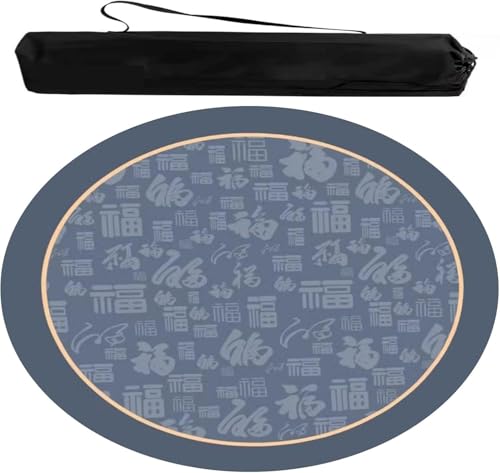 OXOLAMRIN Runde Mahjong-Matte, Tischdecke für Mahjong, Runde Mahjong- und Pokerspielmatte mit Tragetasche, Mehrfarbig, mehrere Größen(Blue,27.56x27.56 in) von OXOLAMRIN