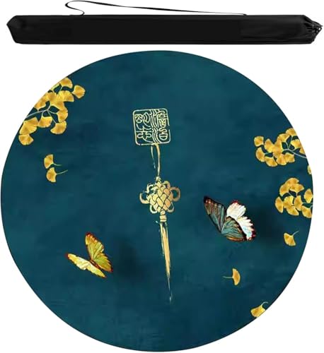 OXOLAMRIN Runde Mahjong-Matte, Tischdecke für Mahjong, Rundes Mahjong-Tischset aus Polyester mit Tragetasche, Mehrfarbig, mehrere Größen(Blue,23.62x23.62in) von OXOLAMRIN