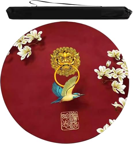 OXOLAMRIN Runde Mahjong-Matte, Tischdecke für Mahjong, Rundes Mahjong-Tischset aus Polyester mit Tragetasche, Mehrfarbig, mehrere Größen(Red,31.5x31.5in) von OXOLAMRIN